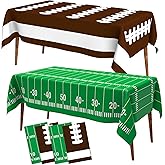 Football Tablecloth, Football Party Decorations 4 PCS Disposable Football Table Cloth Plastic Football Table Cover for Birthday SuperBowl Games Tailgates Supplies Football Party Decoration 108" x 54"