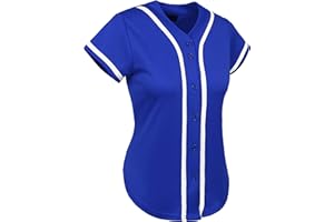 Hat and Beyond Womens Baseball Jersey Button Down Tee Short Sleeve Softball Active Shirts Made in USA