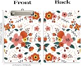 Hnogri A4 Clipboard Red Flowers Low Profile Clip High-Gloss PP Plastic view 2