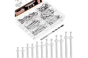 Tanstic 86Pcs 1/4 Inch Hammer Drive Pin Anchors with Concrete Drill Bit Assortment Kit, M6 x 30-80mm Mushroom Head Hammer Dri