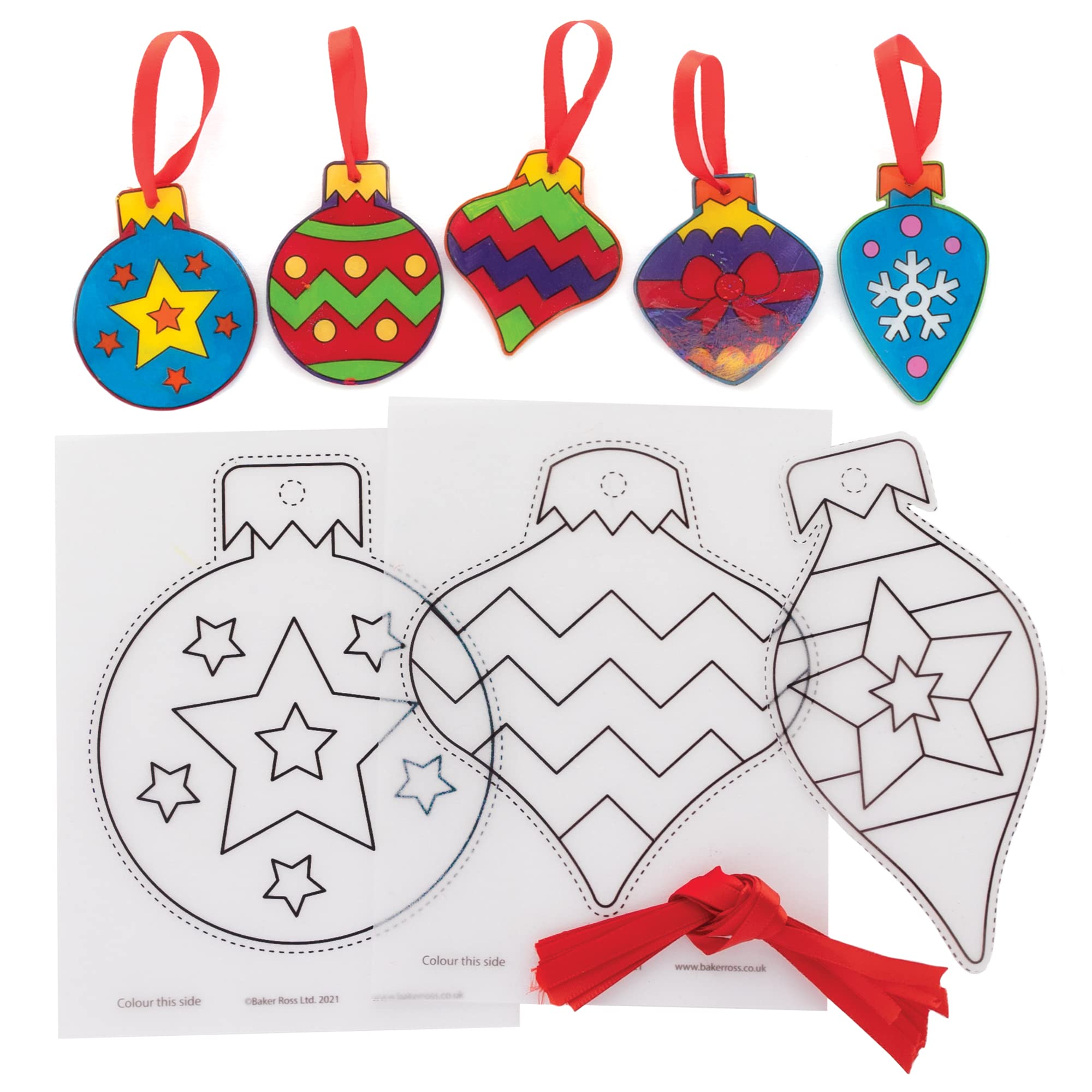 Baker Ross FE989 Christmas Bauble Super Shrink Decorations - Pack of 10, Make Your Own Christmas Decorations, Creative Activities for Kids, Ideal Arts and Crafts Project for Children