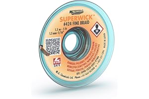 "MG Chemicals Desoldering Braid #2 Fine Braid Super Wick with RMA Flux, 5' Length x 0.05"" Width, Yellow" (424)
