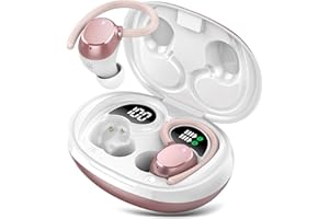 QXQ Wireless Earbuds Sport, Bluetooth Headphones 60hrs Play Back Earphones with LED Display Over-Ear Buds with Earhooks Deep Bass Microphone IPX7 Waterproof for Sports/Workout/Gym/Calls Pink