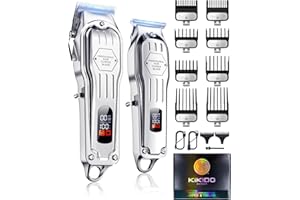 KIKIDO Hair Clippers Professional Cordless for Men, Barber Clippers for Hair Cutting Kit, Wireless LCD Display Hair Trimmers Set, Rechargeable Haircut Machine for Family (Sliver)