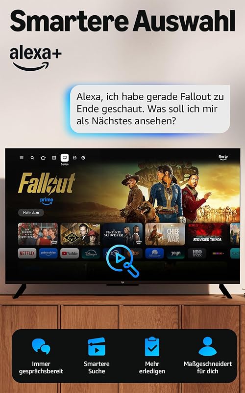 Fire TV Stick HD (neueste Generation), Free- und Live-TV-Inhalte, Alexa-Sprachfernbedienung, wird über den Fernseher mit Strom versorgt, mühelose Einrichtung, finde Serien schneller mit Alexa+
