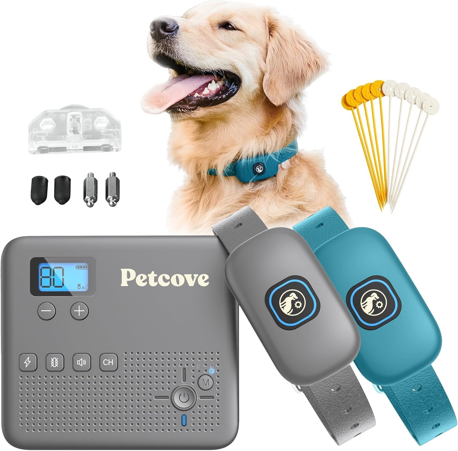 Wireless Dog Fence & Training Collar 2-in-1 | 500 ft Adjustable Boundary | Beep/Vibrate/Static 1–9 Levels | IPX7 Waterproof Receiver | Rechargeable | 10 Flags for Medium & Large Dogs | 15–77 lb