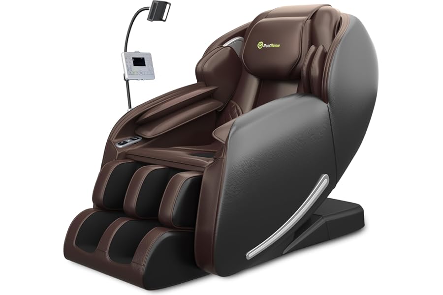 Real Relax 2025 Massage Chair Full Body,Zero Gravity 3D SL-Track Shiatsu Massage Recliner Chair with Heat Body Scan Bluetooth Foot Roller APP Control, Child Lock, Favor-06,Brown