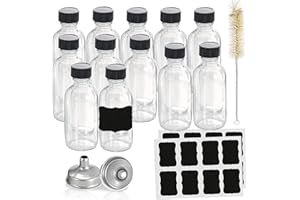 Z-SYNKA 4OZ Small Glass Bottles with Lids and Funnels,120ml Boston Round Bottles,Wellness Shot Glass Bottles,Bourbon Whiskey Sample Bottles 4oz for Liquor,Essential Oils,Hot Sauce,Juices,Leak Proof 12 Pack