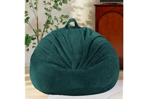 ZHENLIVES Stuffed Animal Storage Bean Bag Cover (No Filler), Corduroy Kids & Toddler Bean Bag Chair for Teens & Adults, Toy Storage Organizer, Comfy Sofa for Playroom (Dollar Green, Adult (Cover Only)