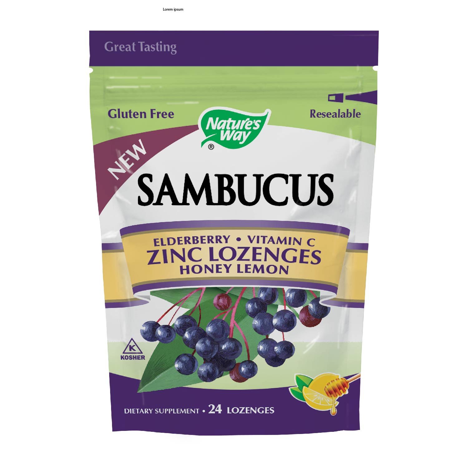 Sambucus Zinc lozenges with Elderberry and Vitamin c, Honey Lemon