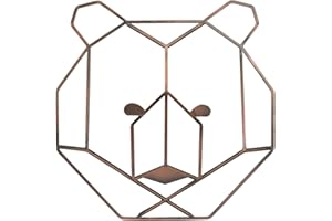 NoJo Mountain Patchwork Metallic Copper Wire Shaped Bear Head Wall Art