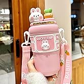 Straw Insulated Cup for Cute Girls and Kids - High Value Drinking Cup for School, Ideal for Children (Pink)