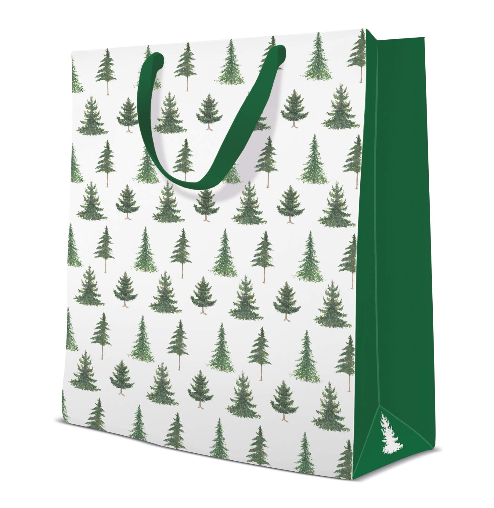 Pack of 10 - Large Conifer Trees Xmas Gift Bag Christmas Bag - (26.5cm x 13cm x 33.5cm)