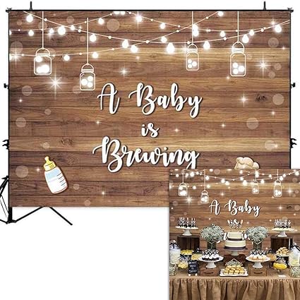 Amazon Com Allenjoy 7x5ft Baby Q Bbq Boy Shower Wood Board Amazon Com Allenjoy 7x5ft Baby Q Bbq Boy Shower Wood Board