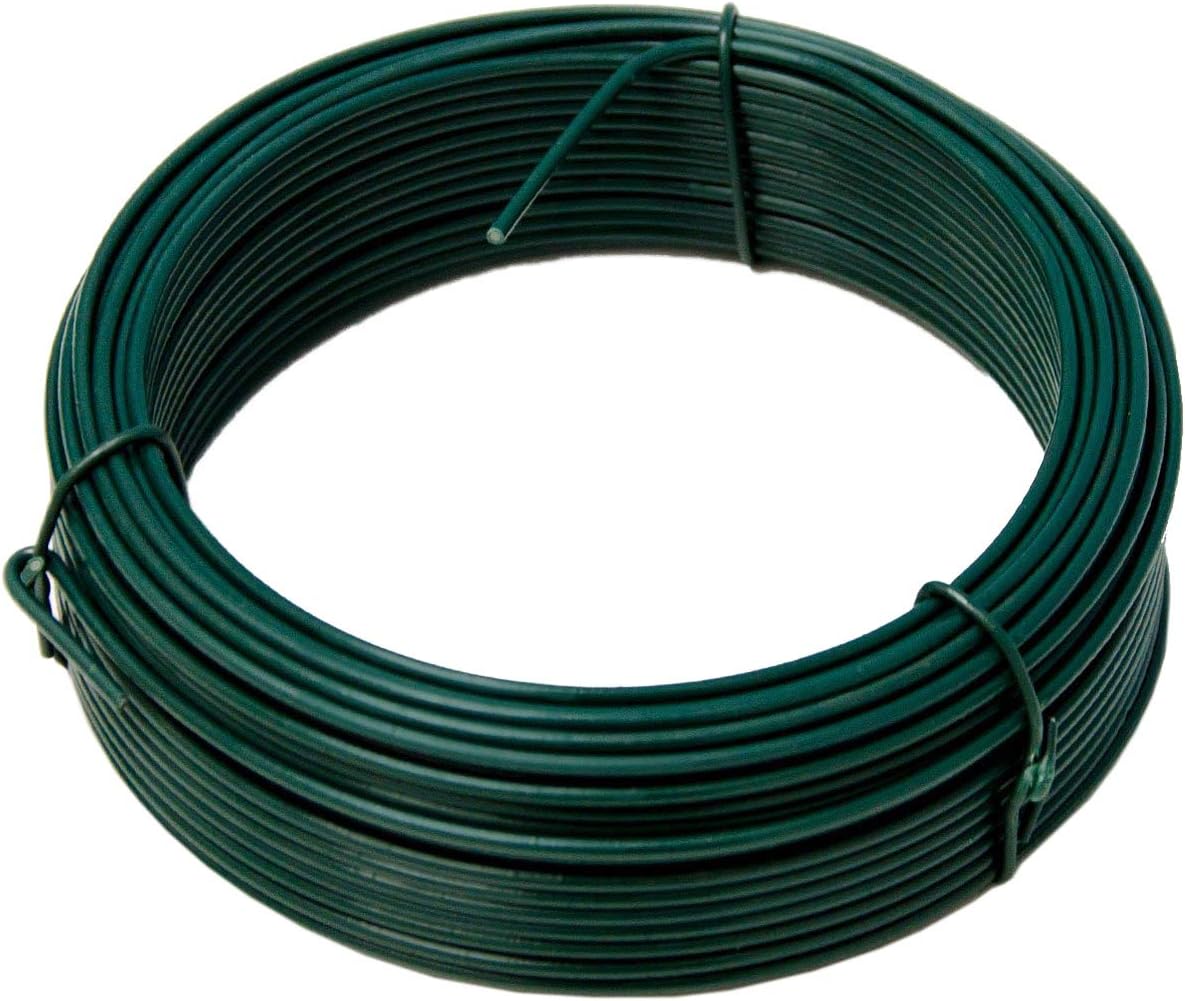 NIEDERBERG METALL rollo de Alambre recubierto de PVC 25 m de largo metal protegido por una envoltura de plástico verde | Diámetro Ø2mm | Verde