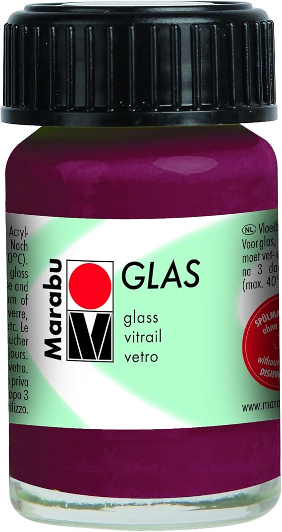 Marabu Glas Jar 15mlBlackBerry, Glass Paint, 2.9 x 4.2 x 2.9 cm