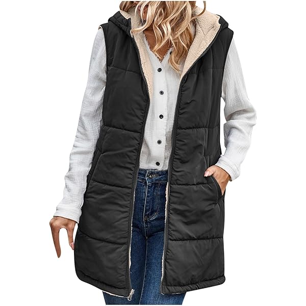amaon Essentials Women Winter Hooded Reversible Long Vest