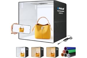 Light Box Photography 20x20in, PULUZ Portable Photo Studio Light Box with 160 LED Lights ＆12 Color backdrops Professional Photography Lighting Tent Kit for Big Product Photography Lightbox