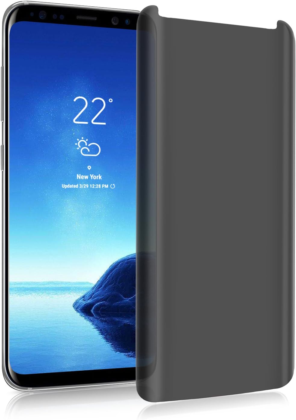 OZOP E-COMMERCE 3D Galaxy S8 Screen Protector Privacy Anti-spy Tempered Glass Screen Film 9H Hardness Anti-Scratch Anti-Peep Shield for Samsung Galaxy S8, Easy Install Bubble Free (Transparent)