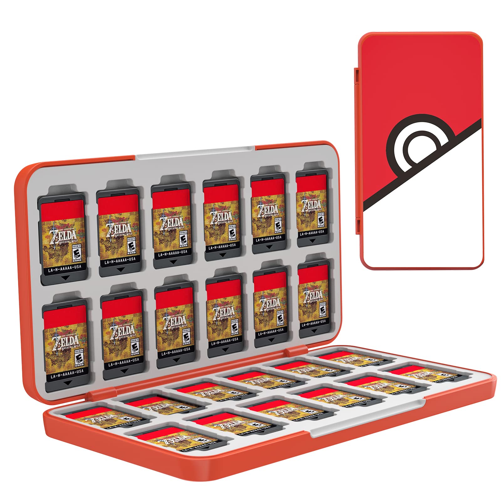 TiMOVO 24 Game Card Case for Nintendo Switch OLED 2021/Switch/Switch lite, 24 Game Holder Cartridge Case for Switch Game Cards and 24 SD Cards, Compact & Portable Game Storage Cases Box, Pokeball