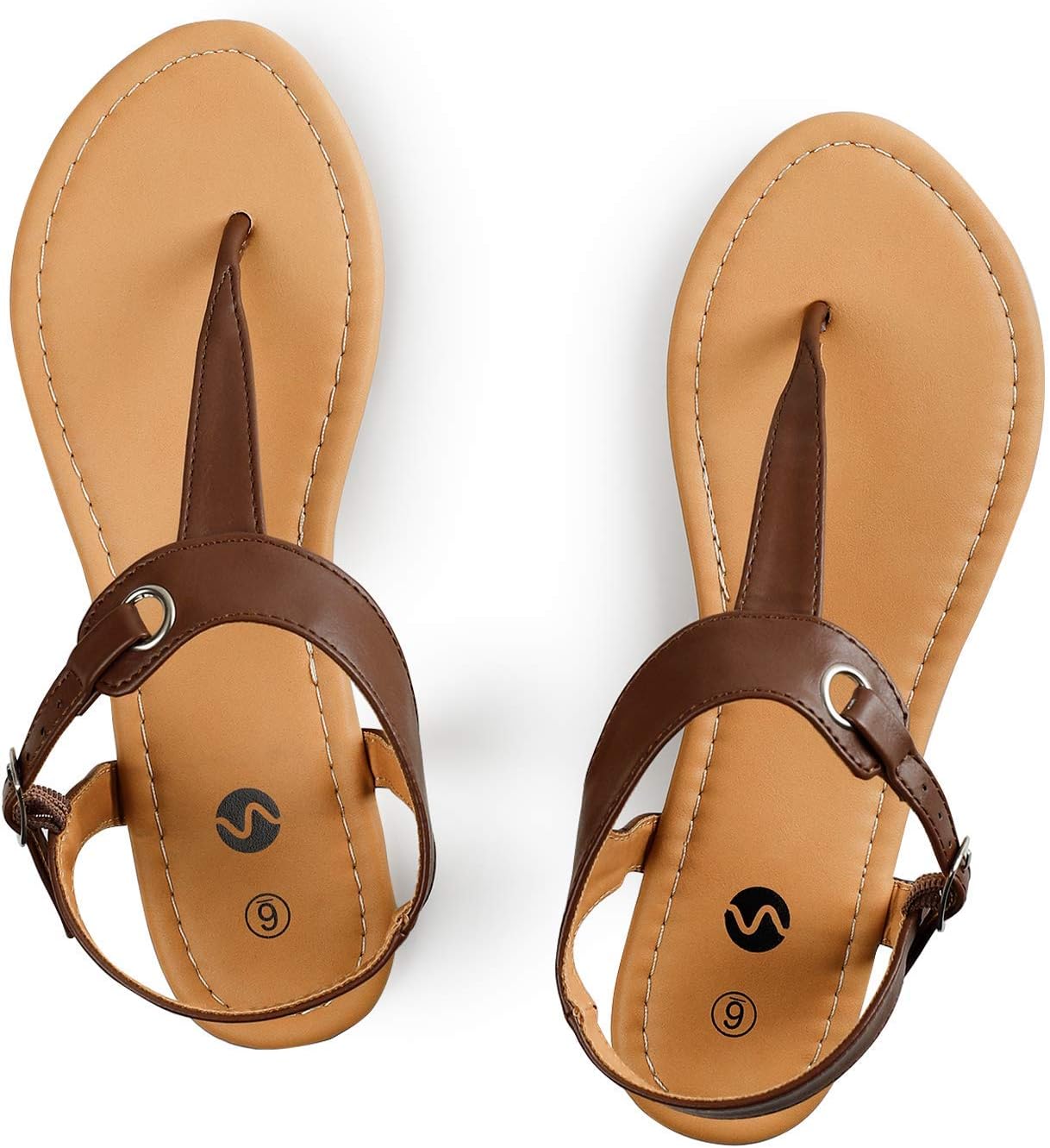 Rekayla Flat Thong Sandals with T-Strap and Adjustable Ankle Buckle for Women