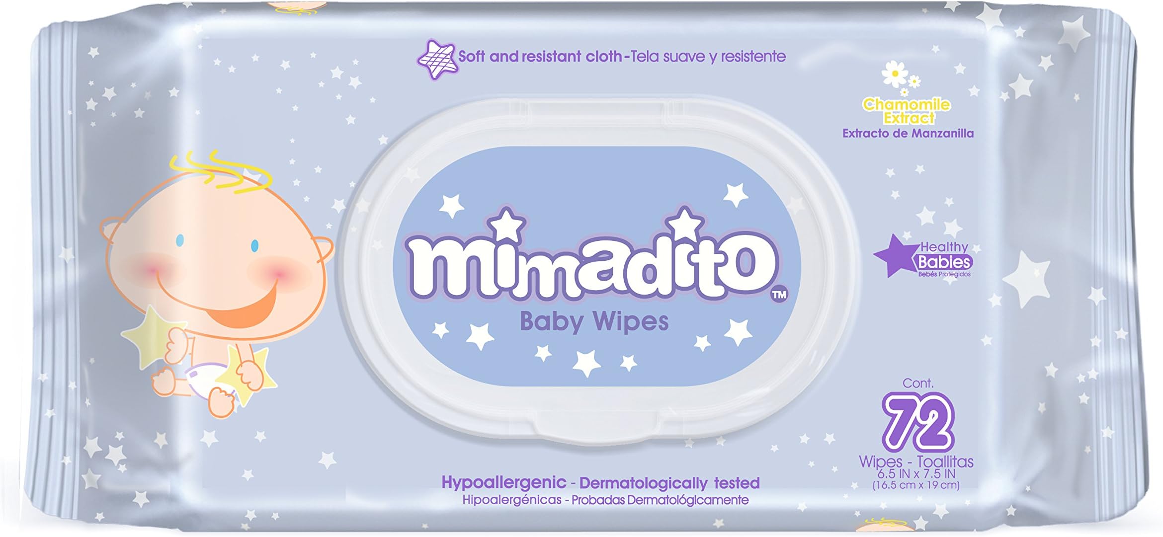 Baby Wipes by MIMADITO โ Made with Natural Extracts, Purified Water. Light Scent and Soft Cloth. Keep Your Baby Sensitive Skin Fresh and Clean. A Must Have in Your Diaper Bag. Dispenser Pack 72ct.