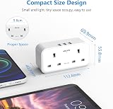 Mscien 4 Outlet USB Plug Adaptor UK 13A 3 USB Ports Dual 2 Pin Bottom Socket view 6