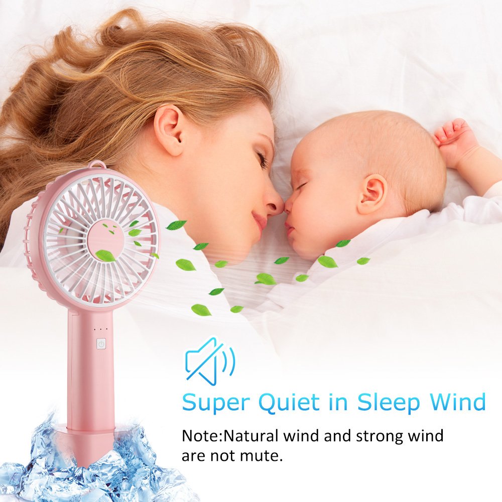 ifecco Mini Handheld Fan, Portable Mini fan with Build-in 2600mAh USB Rechargeable Fan for Outdoor Room Office Household Traveling (Pink)