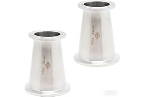 QiiMii Sanitary Tri clamp Concentric Reducer Tri Clamp Clover fittings Stainless Steel 304 Reducer (Size: 2 Inch x 1.5 Inch), 2 Pack