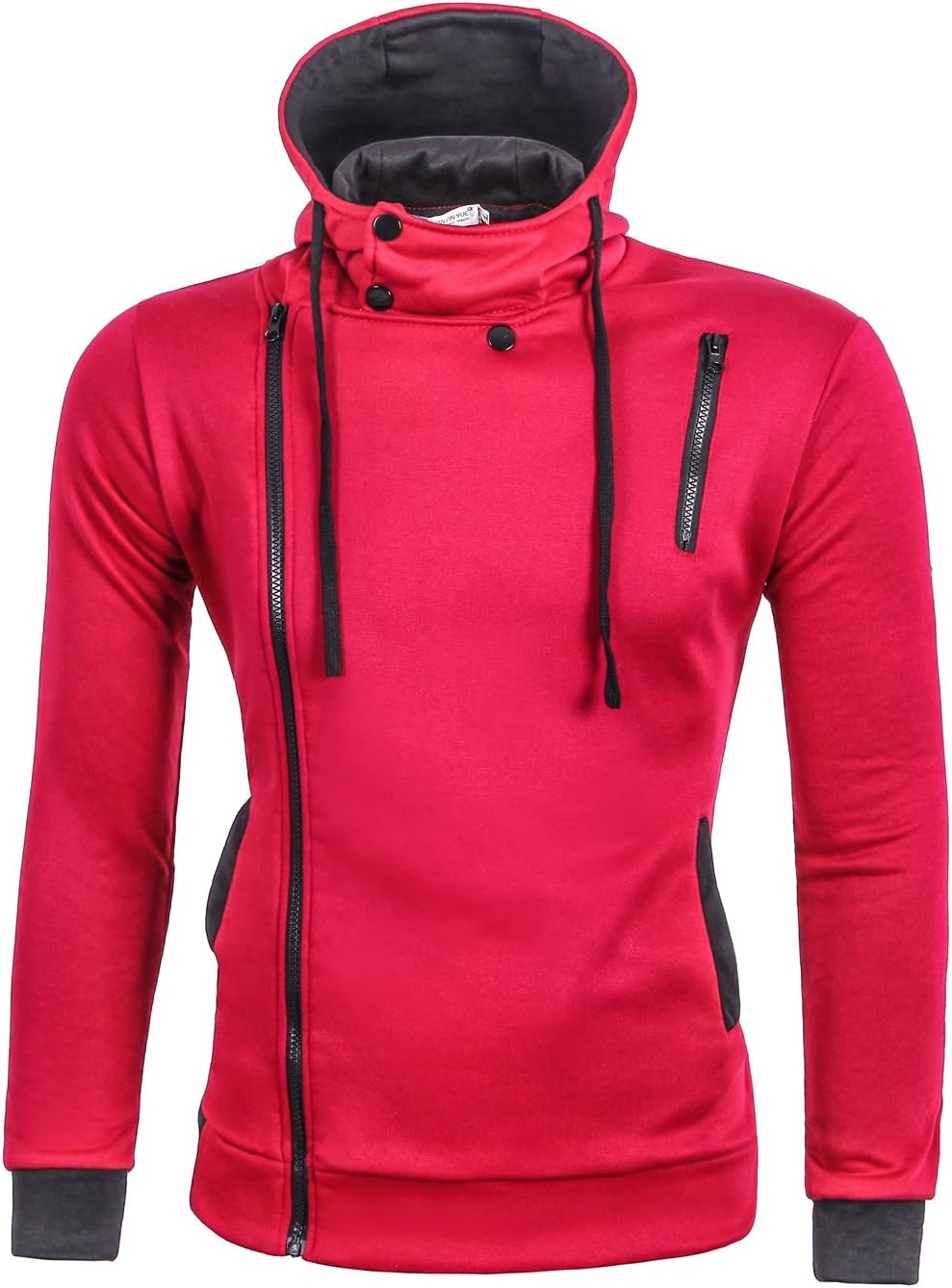 Lende Men's Oblique Zipper Slim Fit Hoodie Jacket