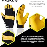 SAWANS Leather Gardening Gloves Dexterity Breathable Thorn Proof Work Safety (L) view 2