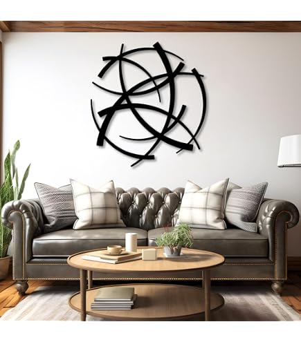 Circles Metal Wall Decor, Round Metal Wall Decor, Mid Century Modern Wall Decor, Geometric Wall Art, Abstract Metal Wall Art, Abstract Wall Art, Wall Decor For Bedroom, Living Room (Gold, 53x29in|135x75cm