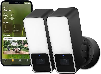 Outdoor Cam (Apple Home) 2er-Pack – Smarte Außenkamera mit Flutlicht