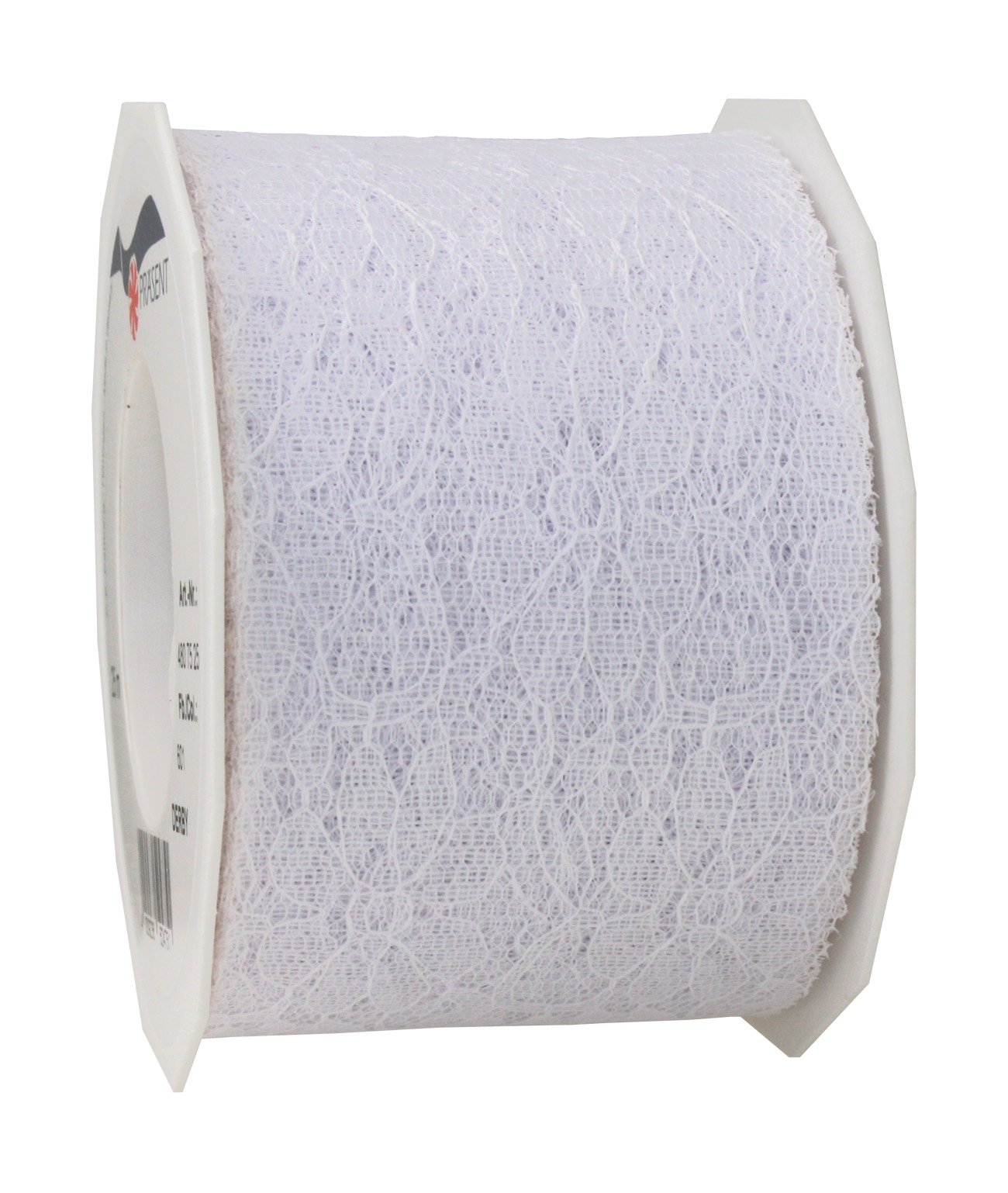 C.E. Pattberg DERBY Decorative Ribbon in White, 27 yards of Lace Ribbon for Gift Wrapping, 2.8 inches width, Accessories for Decoration & Handicrafts, Decoration Tape for Wrapping Presents