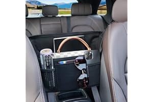 Donpeshe Black Car Handbag Holder Between Seats Suede Car Storage Large Capacity 7 Compartment Purse Phone Ipad Automotive Consoles Organizer Safe Barrier of Pet Kids…