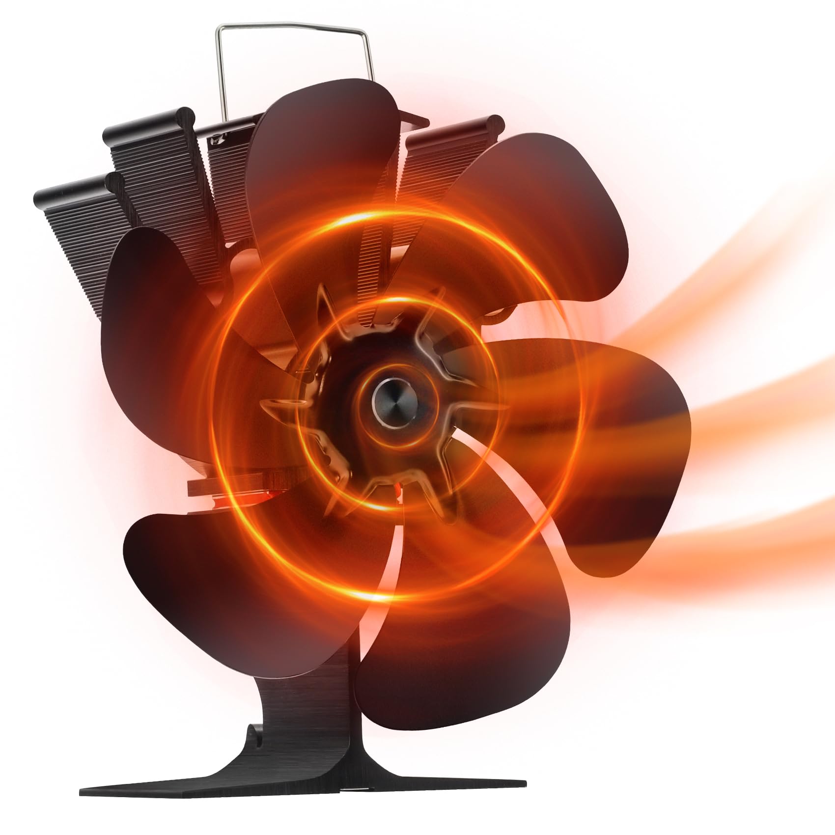 Photo 1 of TCFUNDY 6 Blades Heat Powered Wood Stove Fan Fireplace Fan Non Electric for Wood Burning Stove/Pellet/Log, Heat Powered fan, Silent Operation, With Magnetic Thermometer, Black