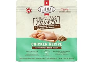 PRIMAL PET FOODS Primal Freeze Dried Dog Food, Pronto Mini Nuggets, Chicken; Scoop & Serve, Complete & Balanced Meal; Also Use As Topper or Treat; Premium, Healthy, Grain Free, High Protein Raw Dog Food (16 oz)