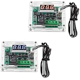 AEDIKO 2pcs W1209 DC 12V Digital Temperature Controller Board Digital Display Thermostat -50-110&deg;C Electronic Temperature Temp Control Module Switch with Waterproof Case