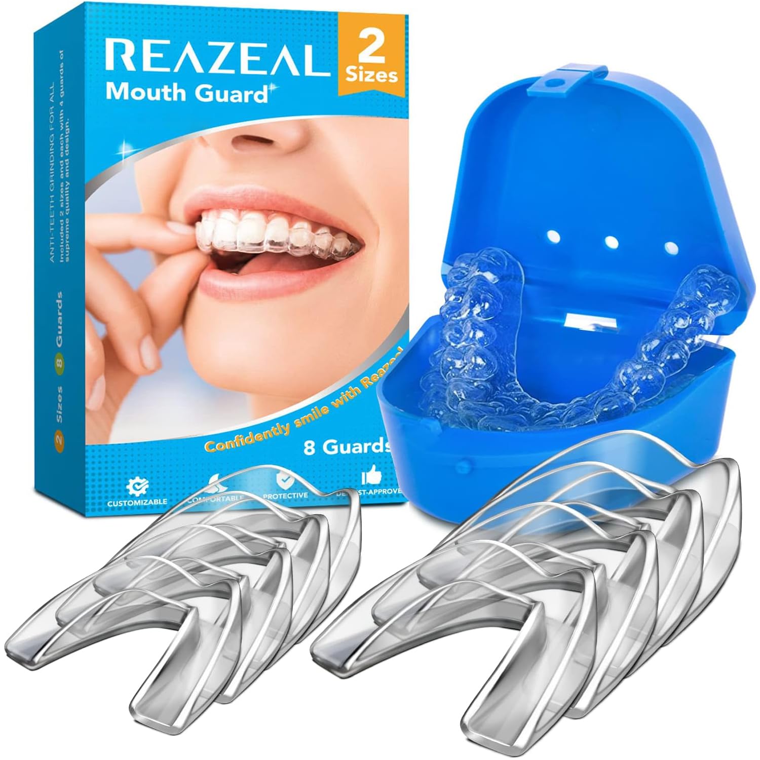 Mouth Guard for Grinding Teeth at Night: Moldable Dental Guard for Sleeping (8 Guards)