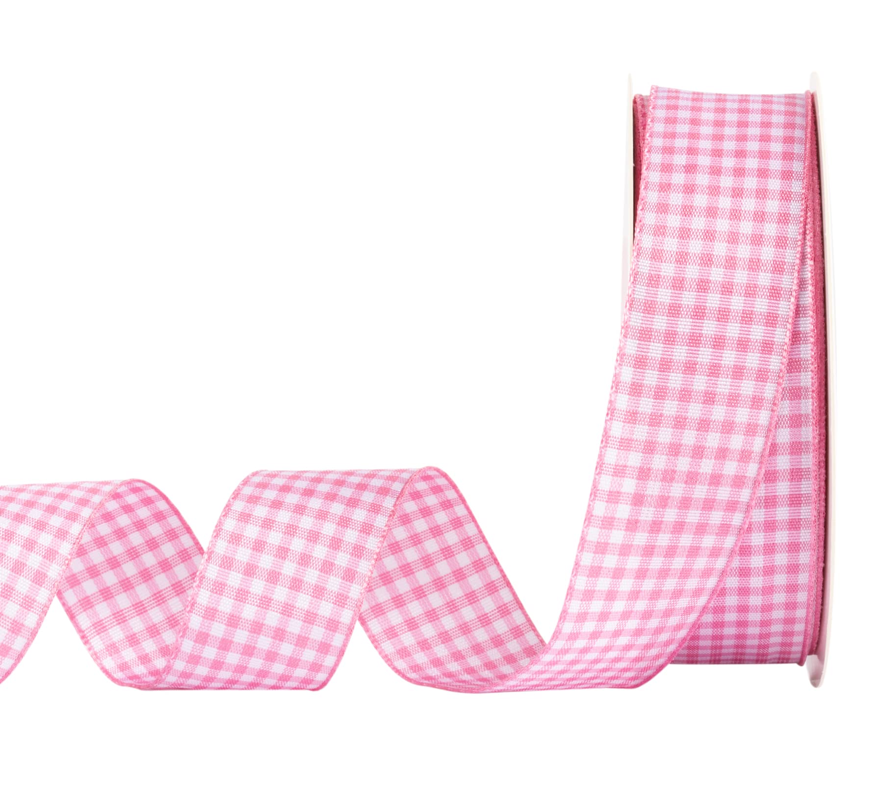 AVANAVA Gingham Ribbon 25mm Plaid Check Woven Ribbon for Crafts, Gifting and Wedding (22 Meters-Roll, Pink)