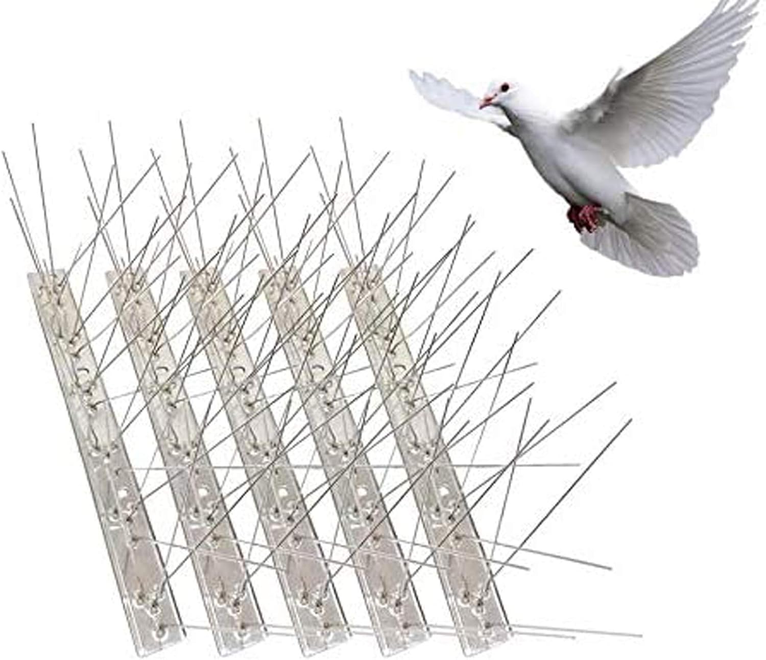 Bird Spikes for Pigeons Small Birds Cat, Anti Bird Spikes Stainless Steel Bird Deterrent Spikes-Cover 4 FT(5 Pack) : Garden & Outdoor