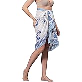 Women's Short 100% Cotton Hand Block Sarongs Beach Wrap Sheer Bikini Colors Wraps Chiffon Cover Ups for Swimwear Sarong Skirt