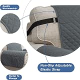 XINEAGE Quilted 2 Seater Sofa Cover Dark Grey with Pockets view 3