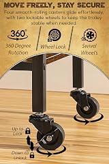 FEFE 3 Tier Rolling Kitchen Cart Rustic Wood Metal Wine Glass Rack 25kg view 6