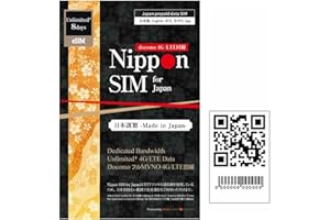 [eSIM Device only] Nippon SIM for Japan 8 Days (Unlimited* Edition) 4G LTE Data (No Voice/Text) eSIM | docomo Network | Japan Local Support | Supports Tethering | 短期帰国・短期来日最適 安心メーカーサポート