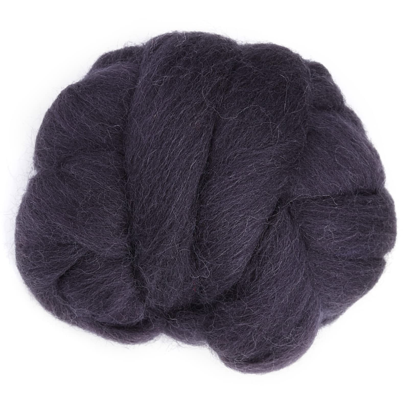 Needle Felting Wool, 55g Fibre Needle Felting Wool Roving Yarn Felt Supplies for DIY Wool Crafts, Hand Spinning Blending (Black)