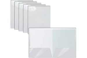 Better Office Products 2 Pocket Glossy Laminated White Paper Folders, Letter Size, 25 Pack, White Paper Portfolios, Box of 25