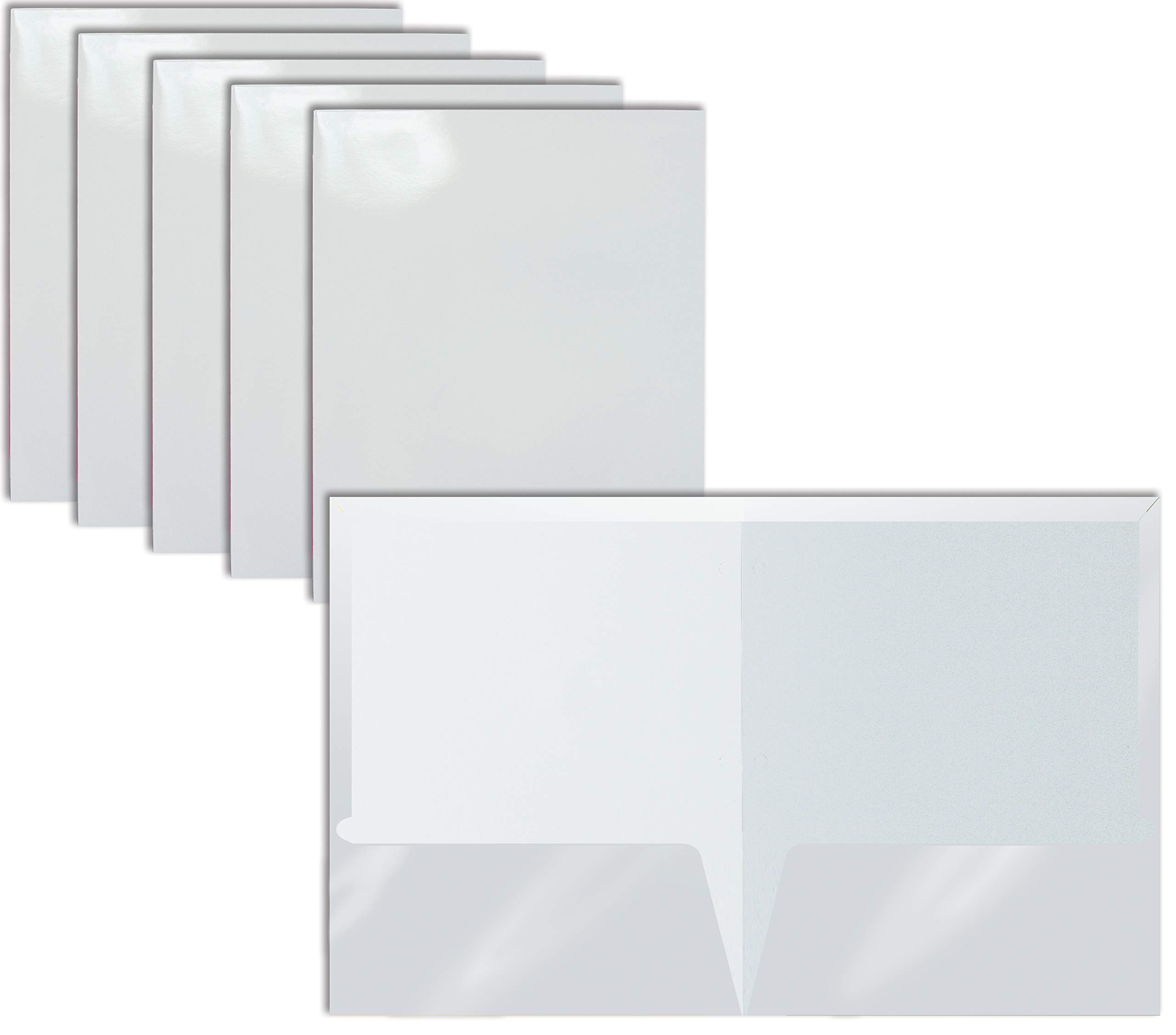 Photo 1 of Better Office Products 2 Pocket Glossy Laminated White Paper Folders, Letter Size, 25 Pack, White Paper Portfolios, Box of 25