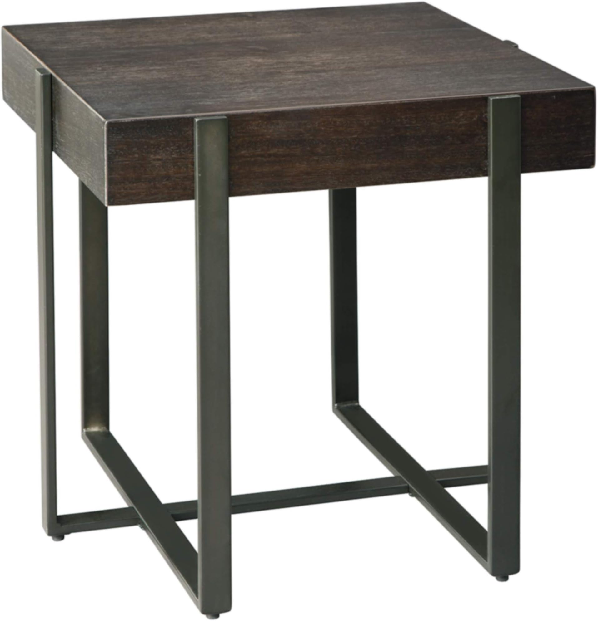 Signature Design by Ashley Drewing Urban Rectangular End Table with Wood Slab-Style Top, Dark Brown