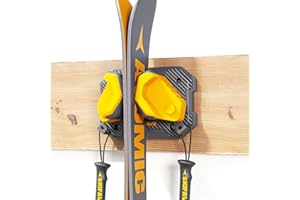 SKIFAVS Ski & Snowboard Wall Rack for Garage Wall Fits Any Ski/board, Ski Wall Mount Holders Damage-Free Storage Rack, Garage Organization Space-Saving Winter Gear Organizer, Yellow, 1 Pack